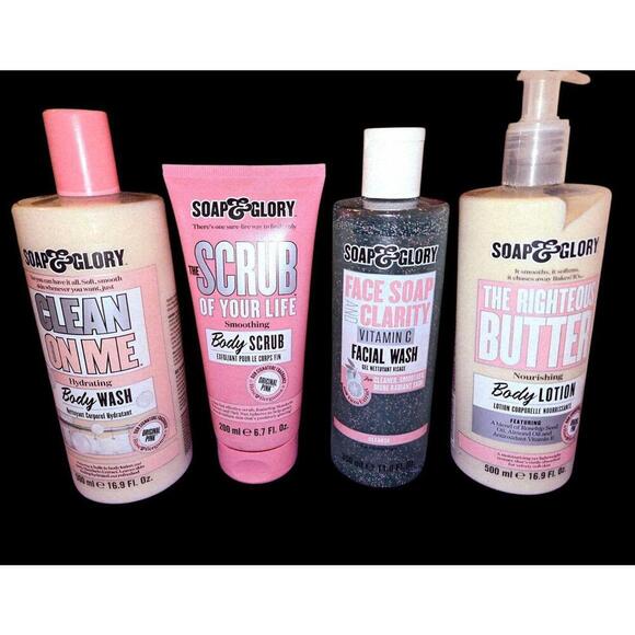 Soap And Glory Bundle of 4; Lotion, Body Scrub, Body Wash, & Face Wash All NWT! - Picture 1 of 5
